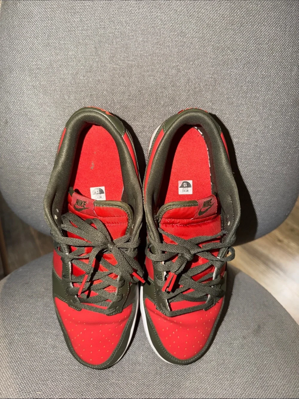 Jordan Low-Top Sneakers in Red and Olive Green